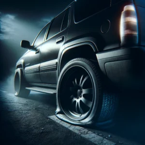 A flat tire that could have been fixed with a Nealey Tire Plug kit